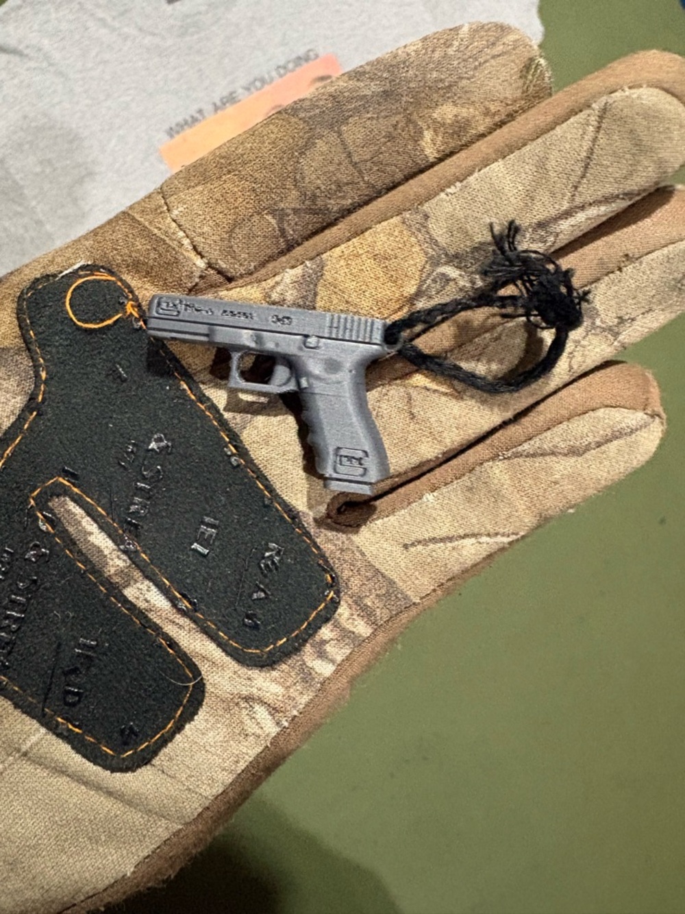 Miniature Glock Pistol Keychain Charm Novelty - Gray